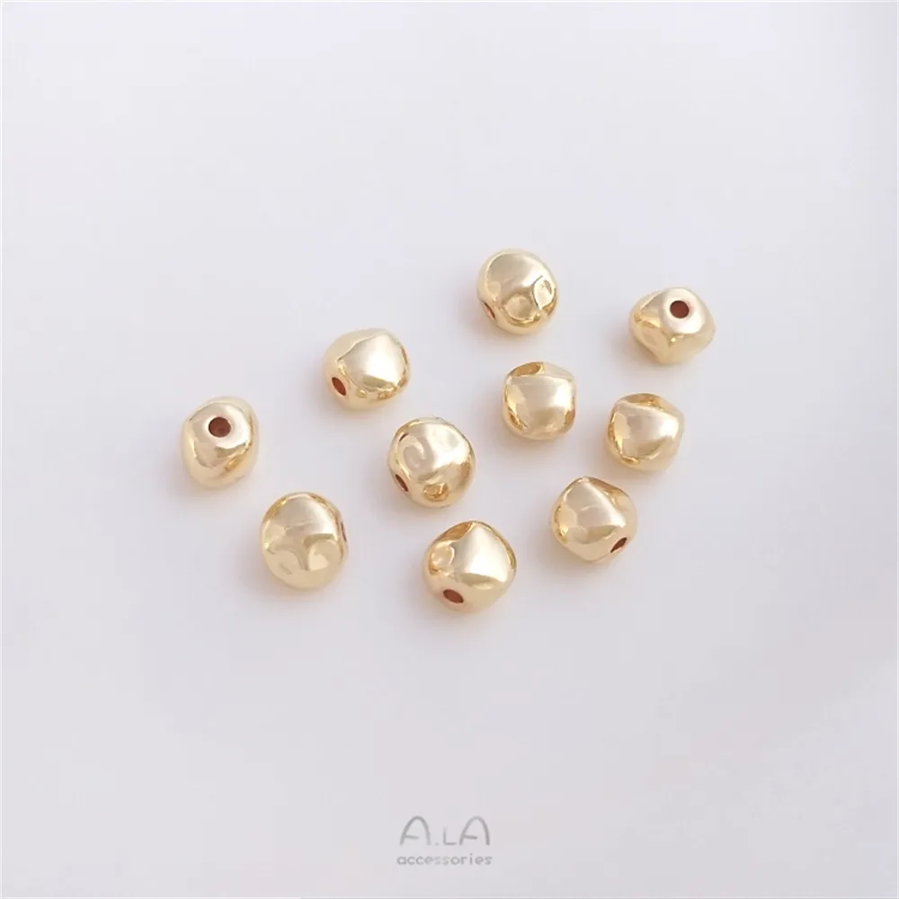 

14K gold coated irregular triangular small broken gold beads irregular round loose beads diy bracelet jewelry material