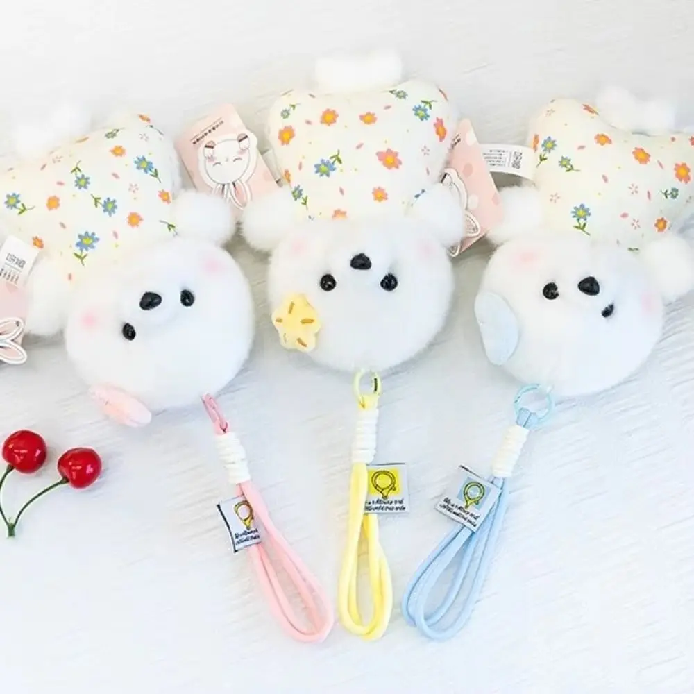 

Kawaii Cartoon Floral Dress Bunny Keychain Soft Rabbit Seal Pendant Fluffy Texture 16cm Bean Stuffed Gift For