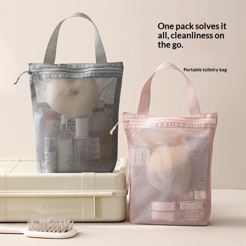 Tragbare Reise-Mesh-Make-up- und Toilettenartikel-Aufbewahrungstaschen, hängende Kosmetik-Organizer-Tasche für Dusche und Bad – Detail 6