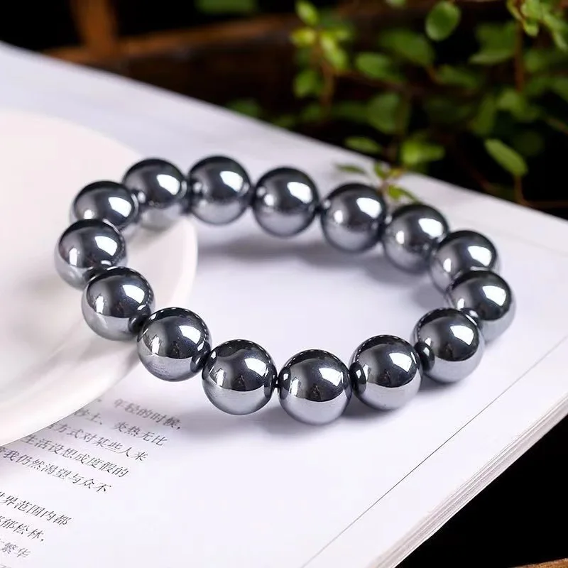 Natural Stone Terahertz Bead Bracelet Men Women Magnet Bracelets Semiprecious String Beads Jewelry Birthday Gift Good For Health