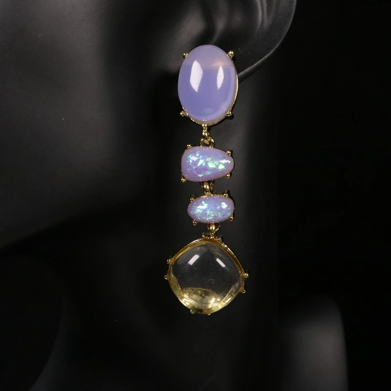 Long Pendant Glass Resin Geometry Earring Stud Sweet Party Jewelry For Women