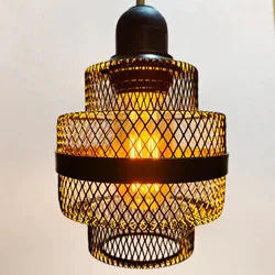 Metal Hollow Diamond Mesh Lampshade Minimalist Pendant Light Lampcovers Courtyard Bar