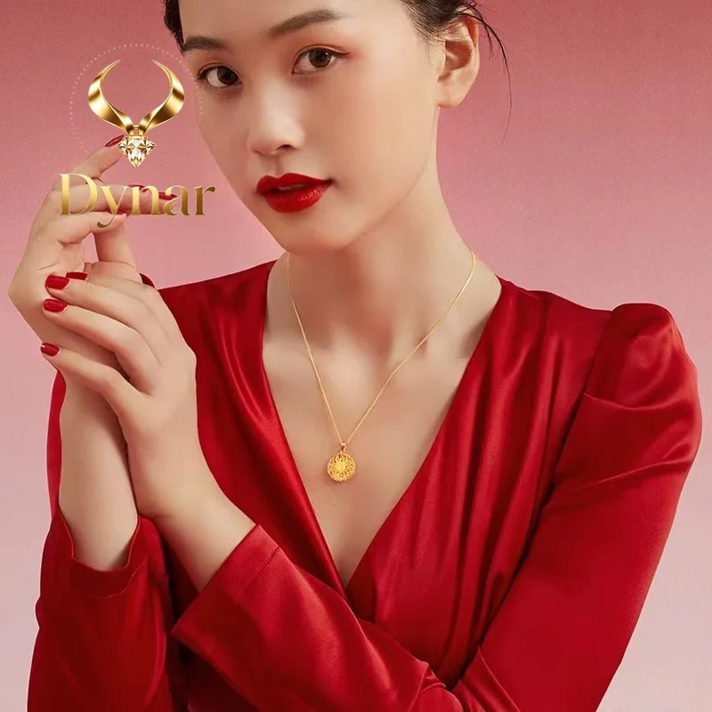 Dynar Jewelry    Luxury 24K real gold Complete Pendant au9999 Exquisite fashion design hollow-out women's necklace