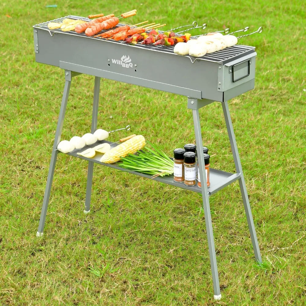 Portable Charcoal Grills Multiple Size Hibachi BBQ Lamb Skewer Folded Camping Barbecue Grill for Garden Backyard