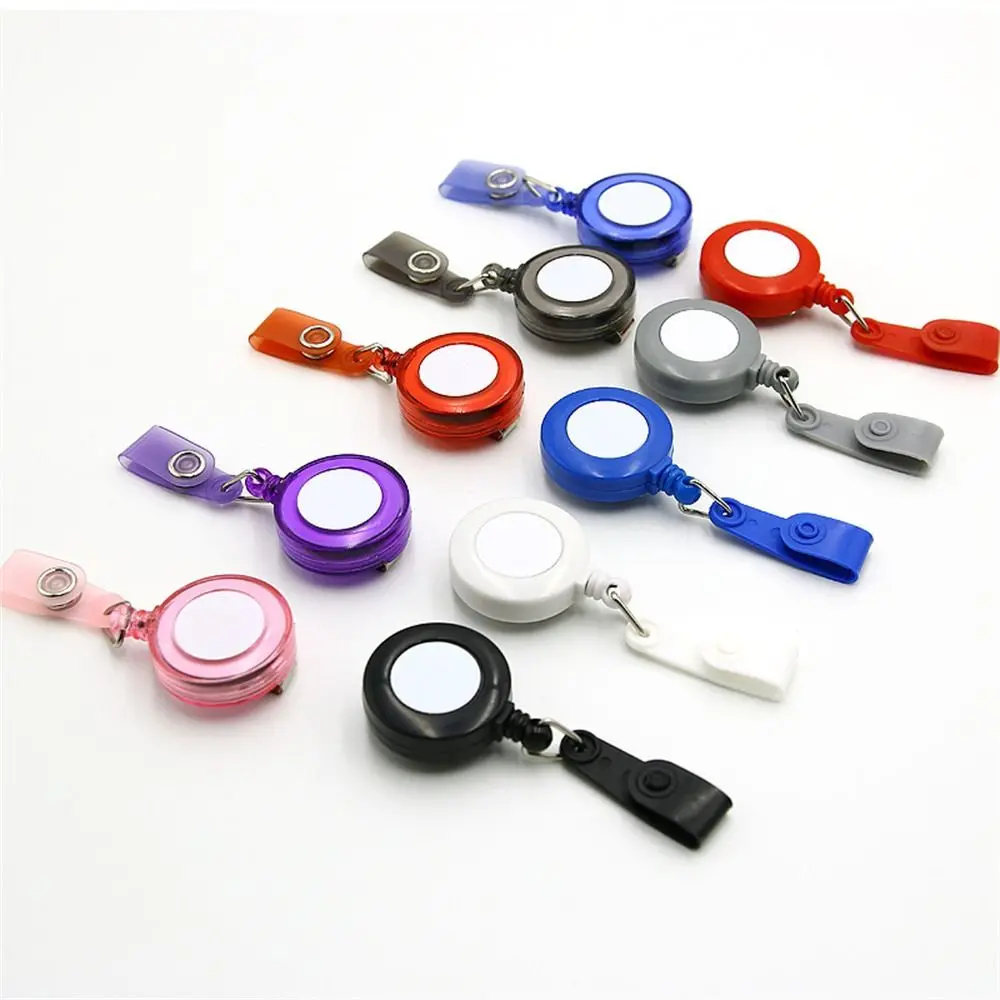 360 Rotating Retractable Badge Reels ABS Plastic Chest Card Easy-to-pull Buckle Keychain Name Tag ID Cards Holder Nurse Doctor