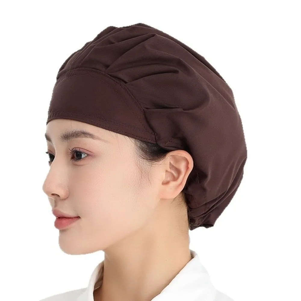 

Work Wear Oil Fume Proof Catering Cap Hygienic Dustproof Flat Top Kitchen Work Hat Cotton Adjustable Chef Cap Food Factory