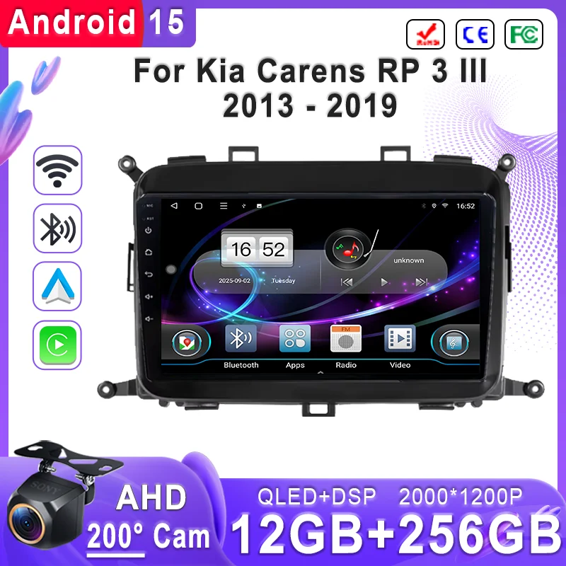 

Android 15 2K Incell Screen Multimedia Stereo For Kia Carens RP 3 III 2013 - 2019 Plug and Play GPS Navigation Dash Cam HDR wifi