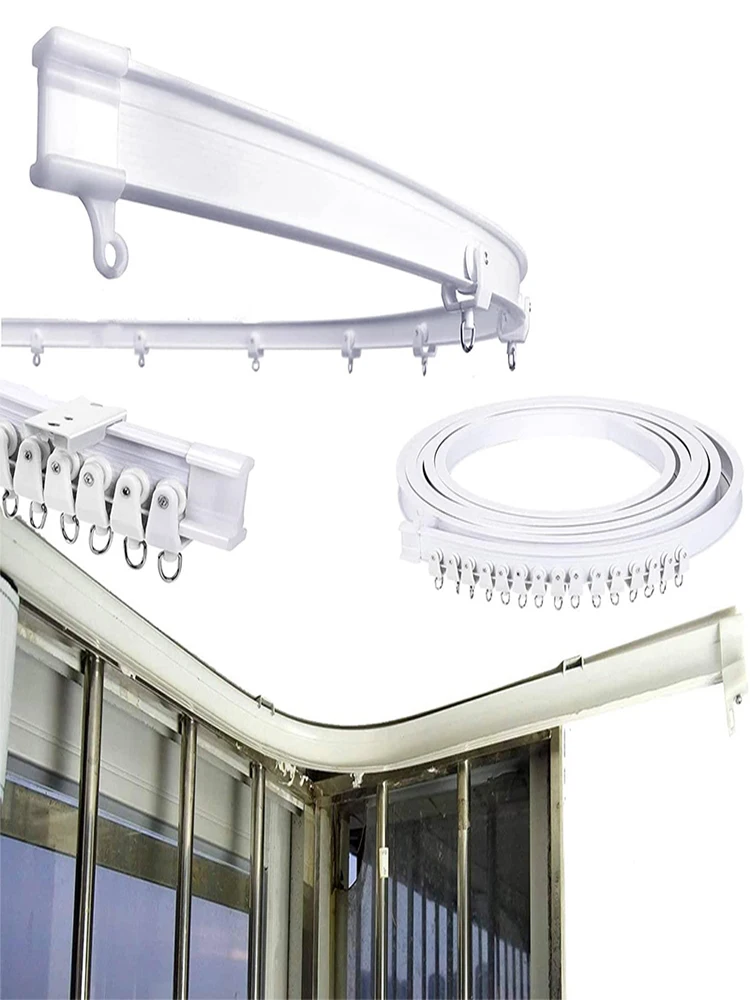 2/3/5/6M Biegsame Vorhangschiene Schlafzimmer Balkone Badezimmer Flexibler geräuschloser Vorhang Raumteiler Schiene Home Fenster Dekor Zugang – Detail 6