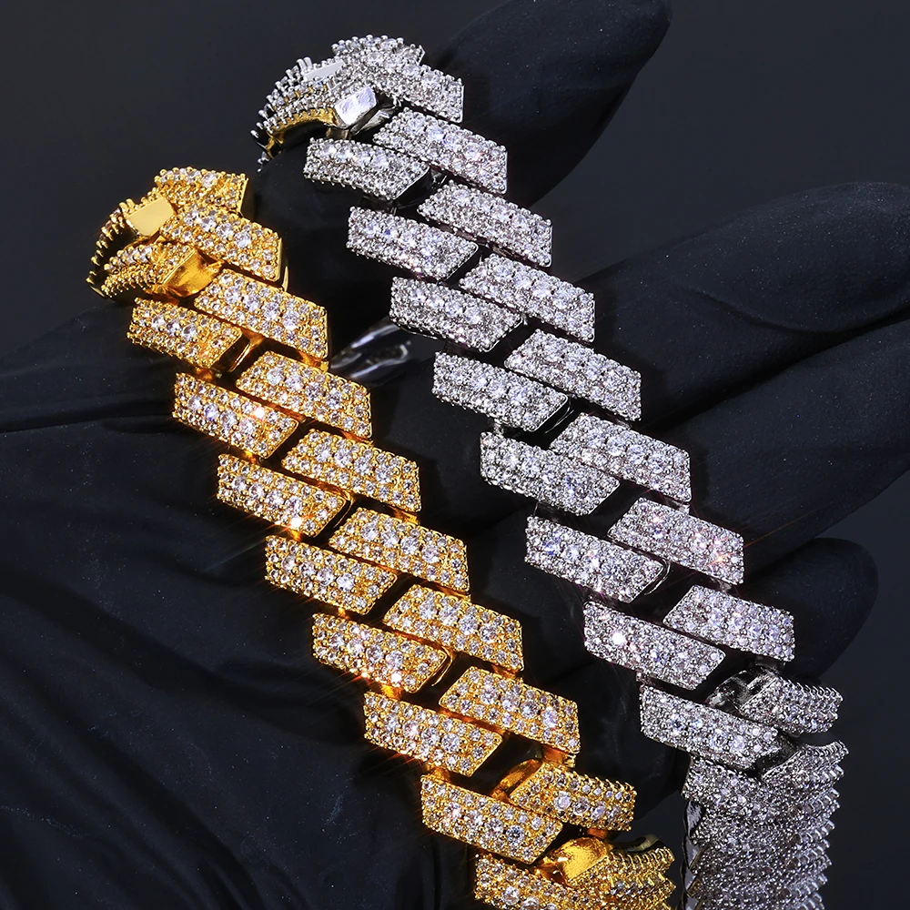 NUOYA 20MM Miami Cuban Link Chain 925 Sterling Necklace Iced Out with VVS Moissanite Luxury Hip Hop Jewelry..