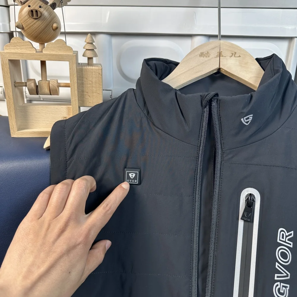 High-End Men's Tech Cotton Vest Warmth Three-Mode Heating Windproof Waterproof Stand Collar American Style Spring Casual Wear