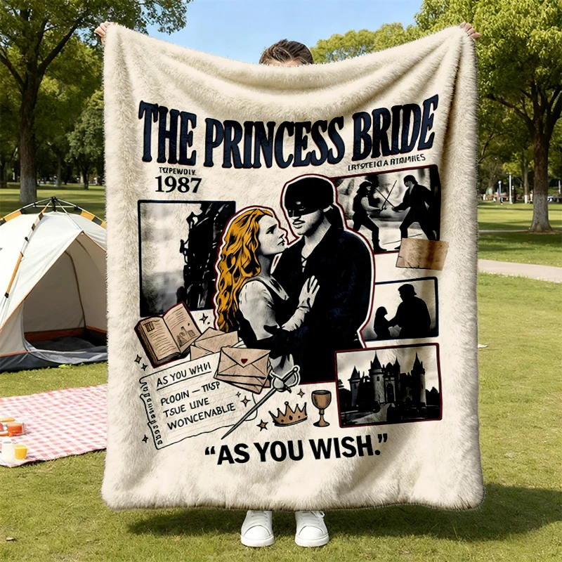 The Princess Bride Comfy Blanket, Vintage Classic Film Graphic Flannel Throw Westley Buttercup Romance Flannel Blanket
