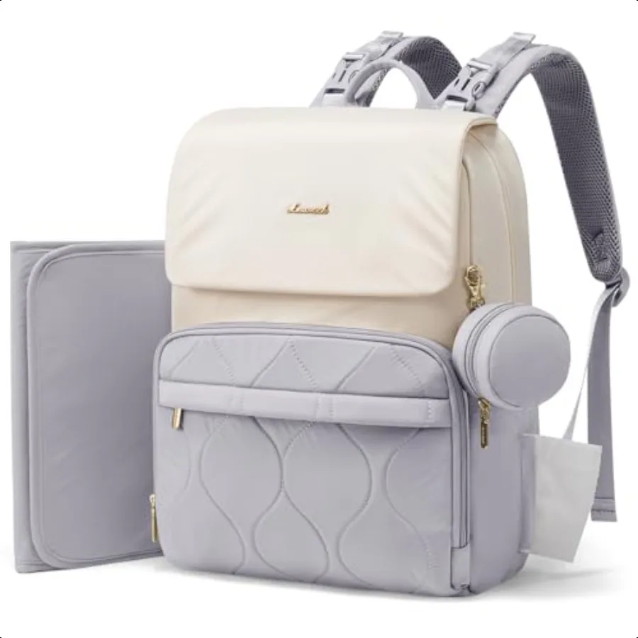 

LOVEVOOK Сумка для подгузников Рюкзак Детские дорожные сумки для мальчиков и девочек Водонепроницаемая сумка для подгузников с пеленальным ковриком Серый 15,6 дюйма Маленький