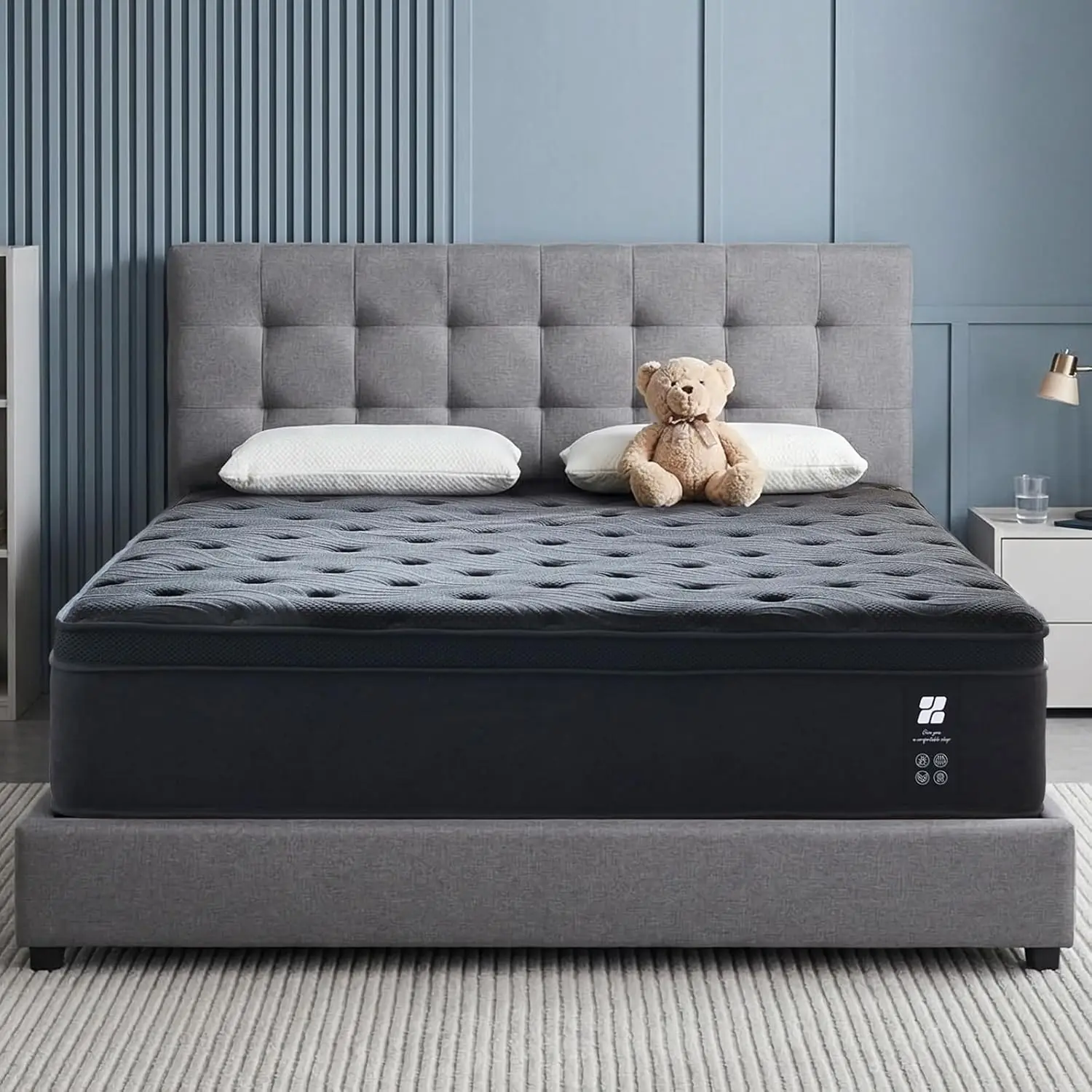 Full Size Mattress, 14 Inch Full Mattress in a Box, Memory Foam Hybrid Mattress with Pocketed Coils, Medium Firm, Customized