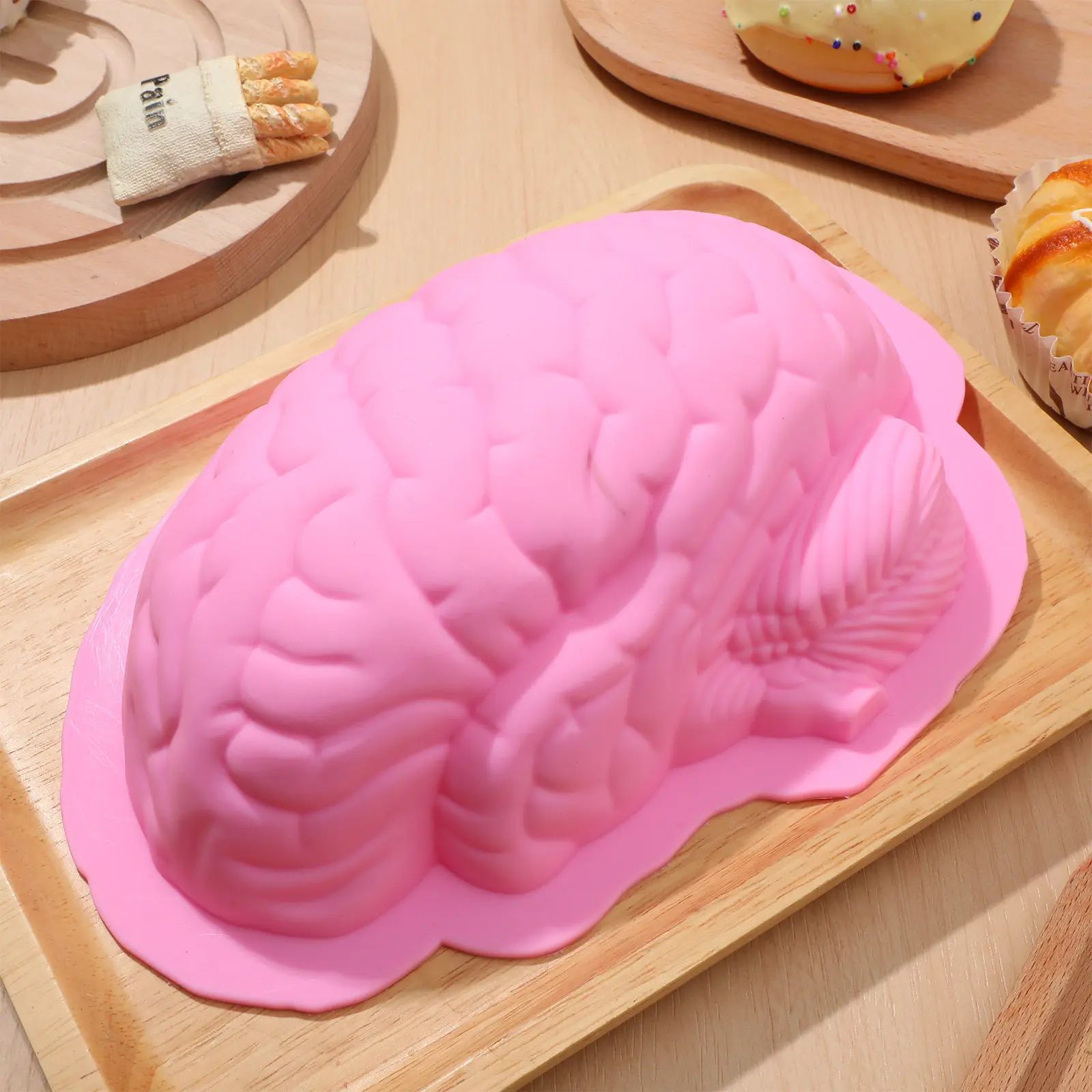 1Pcs Halloween Brain Silicone Cake Mold Baking Mold for Cakes Cupcakes Jellies High Temp Resistant Food Grade Easy Clean Design