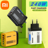 Xiaomi 240W Fast Charging Multi Port Charger 2usb+3 Type C 240W With Light Phone Gan Charging Head For Iphone 16 15pro Adapter