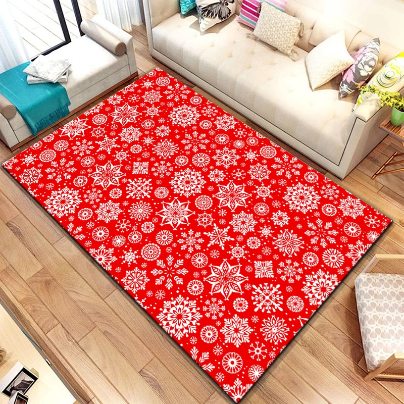 Art Christmas snowflake print pattern home living room bedroom sofa decoration anti slip floor mat