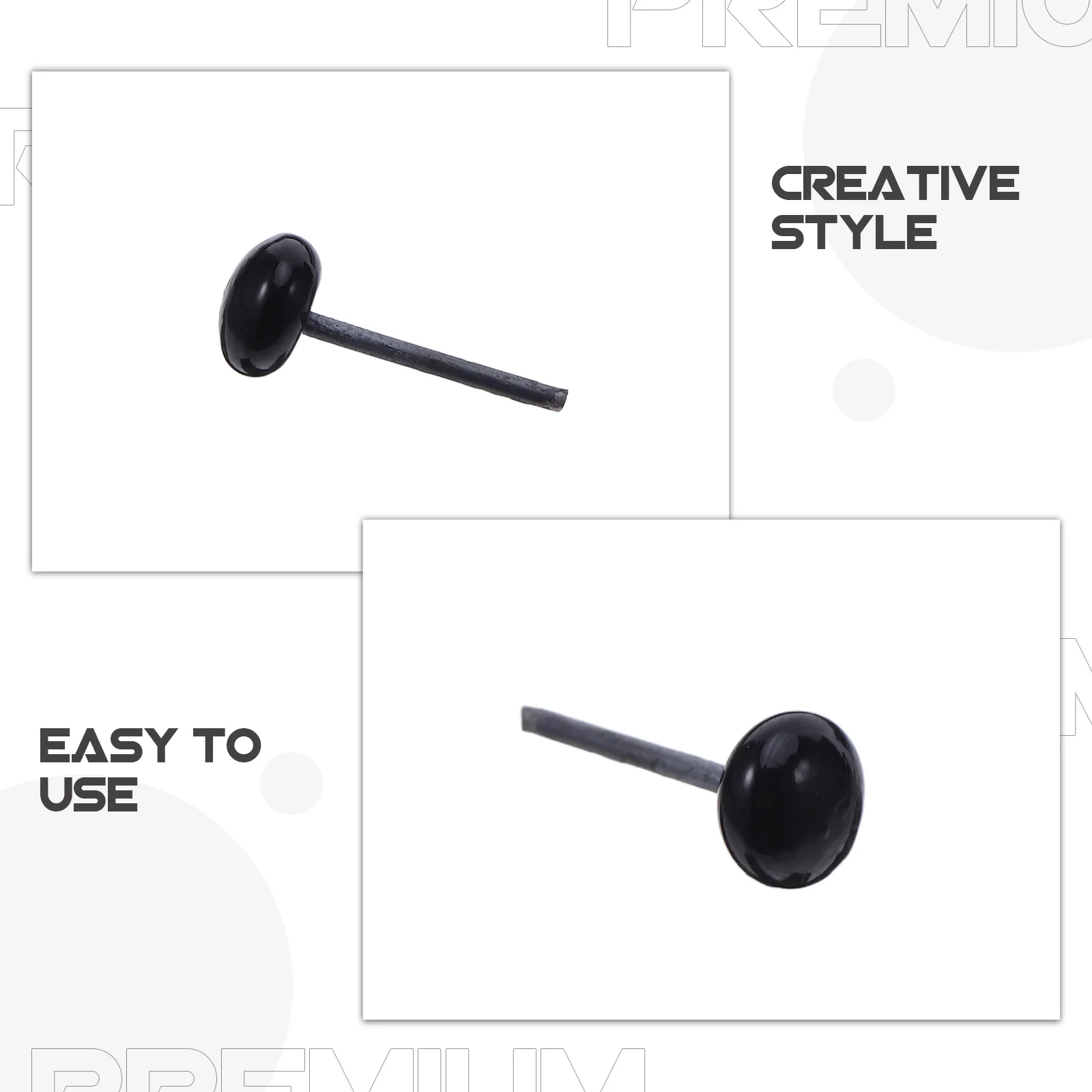 100Pcs Glass Safety Eyes Black 5mm Round Craft Eyes for Needle Felting Soft Animal Stuffed Crafts Realistic Round Glass Eyeballs