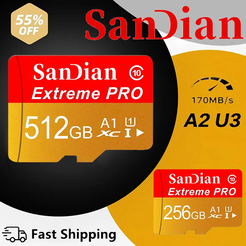 Full HD Memory Card 128GB 64GB 32GB 512GB SD Cards TF Cards Micro TF SD Card V30 A1 for GoPro/Drone/GPS/Speaker/Baby Monitor