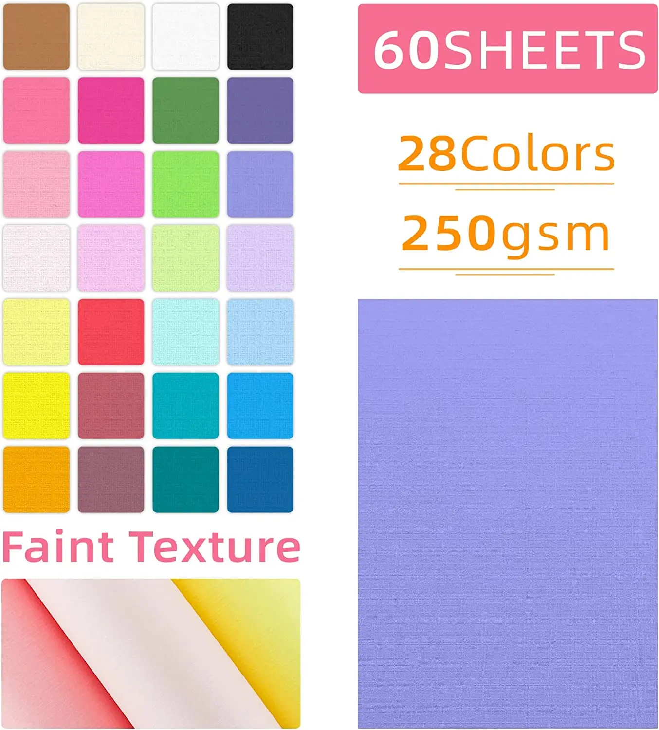 A4 Color Textured Cardstock Paper,Assorted Colors 200gsm Faint Texture, Double-Sided Printed Colored Paper, Premium Thick Paper