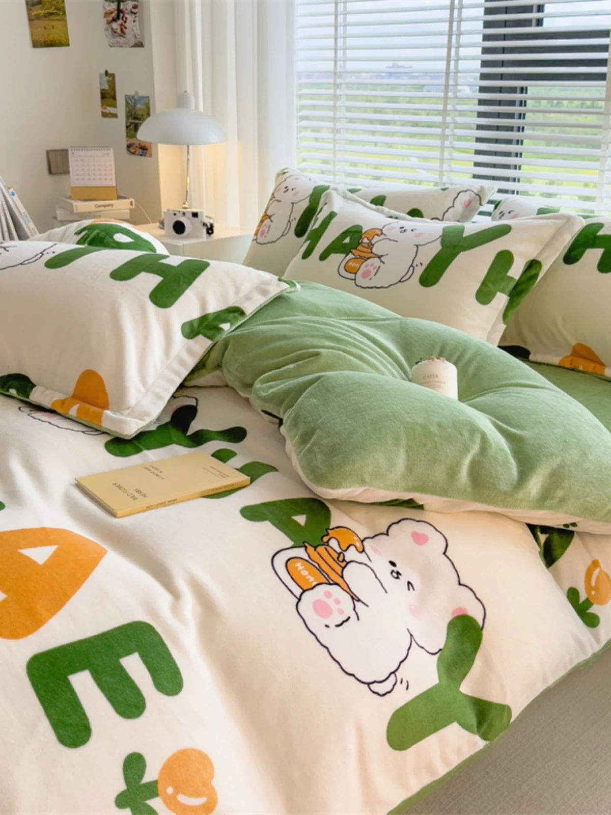 

Утепленный зимний пододеяльник из молочного вельвета, цельный, с мультяшным рисунком, для домашнего использования, машинная стирка