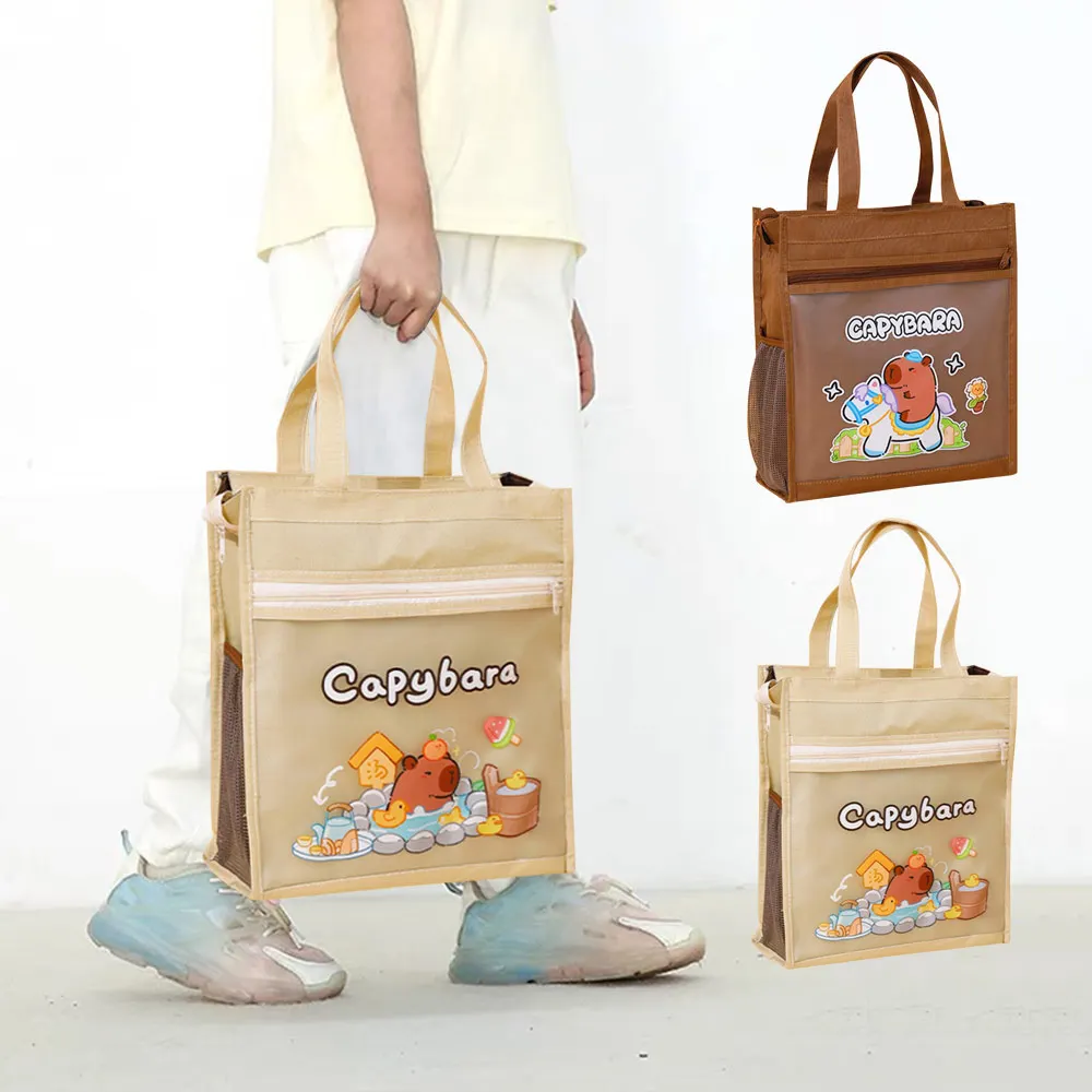 

Oxford Cloth Capybara Students Tutorial Bag Large-capacity School Office Supplies Tote School Packet with Zipper File Bag