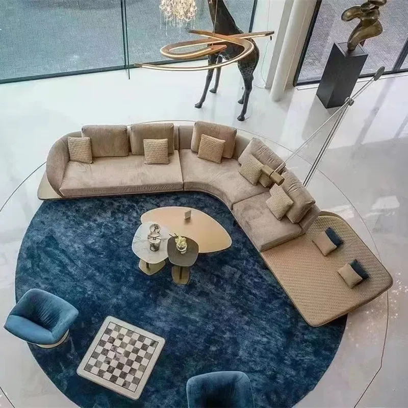 Italian minimalist arc combination large flat layer Reba same fabric sofa sponge