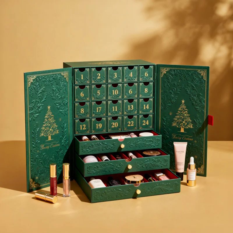 custom.Calendrier De L'Custom Printed Paper Fashion Cosmetic Nail Polish Jewelry Eyelash 24 Days Advent Calendar Box