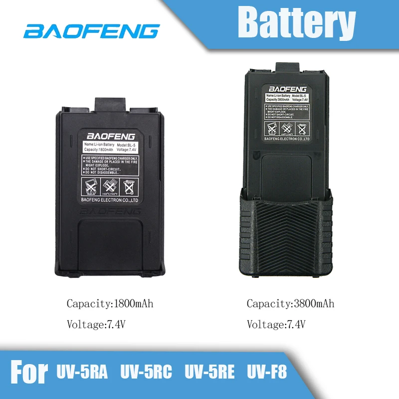 Baofeng-batería Original de 1800mAh, 3800mAh, 7,4 V, adecuada para UV-5R, walkie talkie, lote de UV-8F