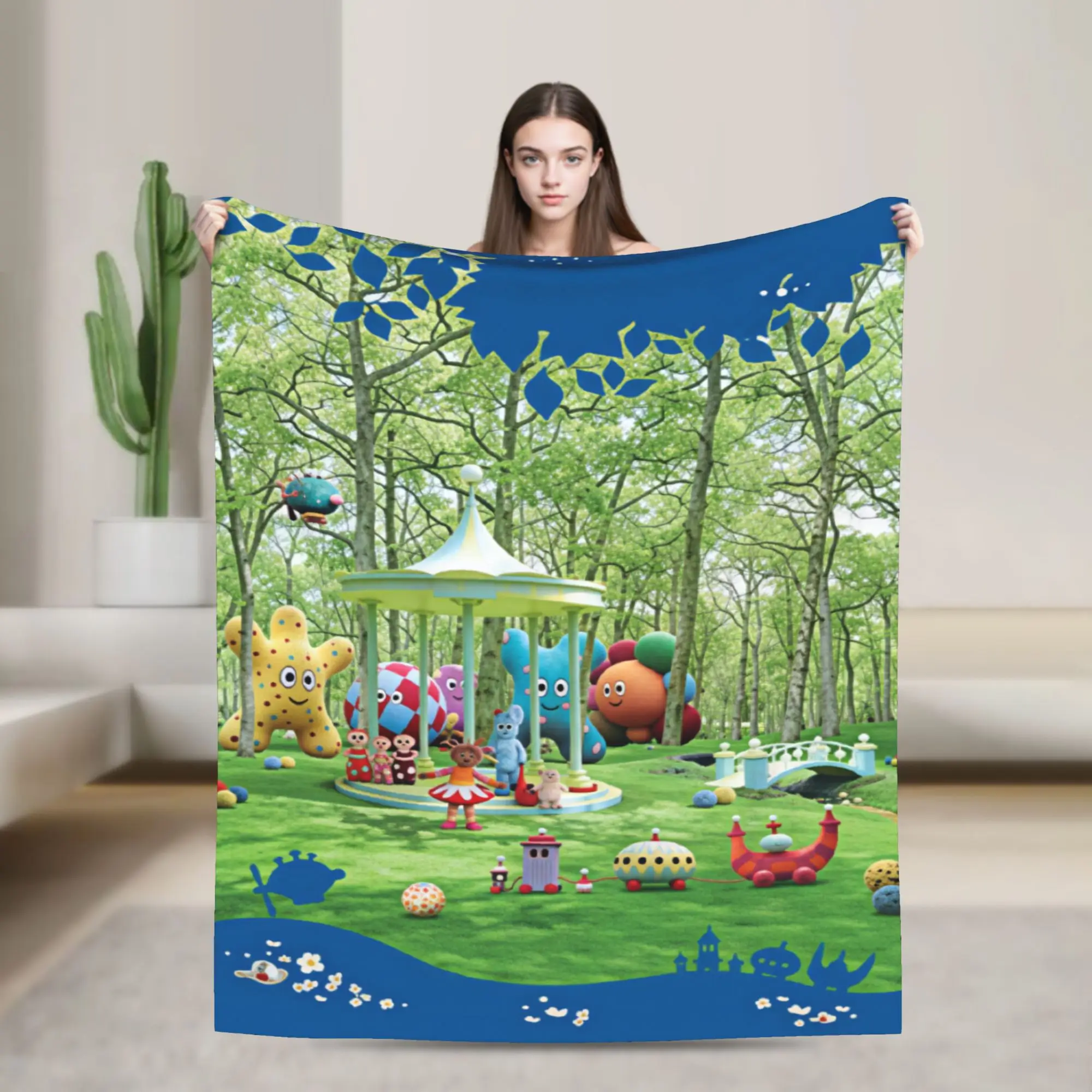 The Pinky ponk zeppelin In the night garden Flannel Blanket  Warm Throw Blanket for Home Decor Airplane Bedspread Sofa Bed Cover
