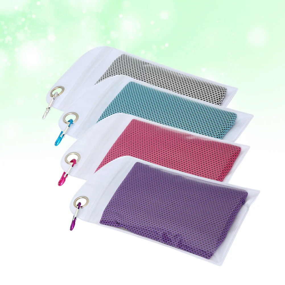 

4Pcs Microfiber Cooling Sports Towel Quick Dry for Running Gym Yoga Camping Grey Blue Rosy Purple Breathable Absorbent