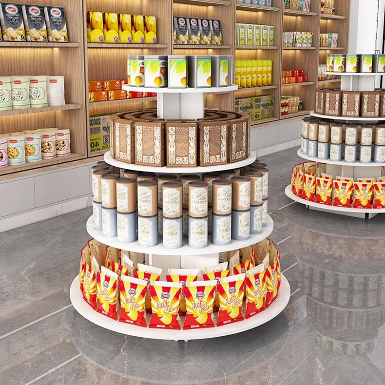 

Supermarket Nakajima Display Stand Shoes Round Multi-layer Display Stand Gift Wood