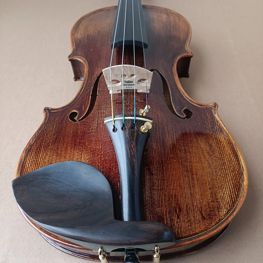 High-grade cashew paint Complete Backboard flame maple Handmade Violin 4/4 deep colour brown professional musical instrument