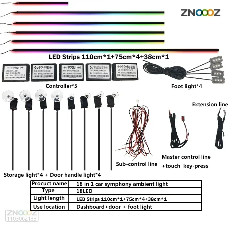 For BMW F30 F31 F32 F34 F20 F21 F07  1 3 5 7  X1 X3 G01 X4 G02 X5 F15 F16 64 MColor RGB Symphony Car LED  Interior Ambient Light