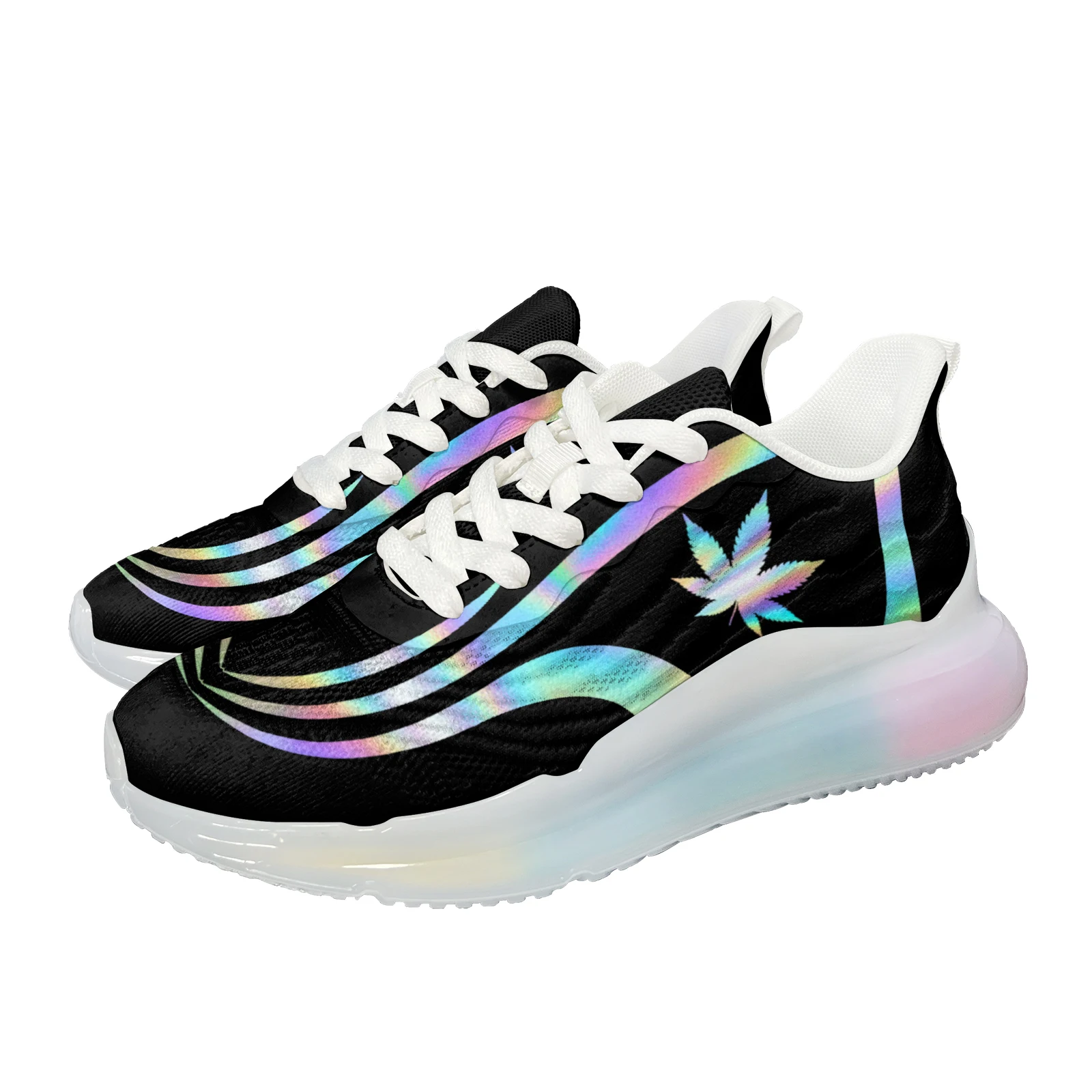 Fashion Gradient Weed Leaves Printend Sneakers AF Cushion For Walk Shoes Tennis Brand Sneakers Men Casual Sneakers