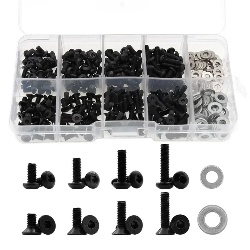 1/10 RC Car Screw Kit Repair Tool M3 M4 Bolts Washers Hardware Fasteners Hexagon Wrench for Axial Redcat HSP RC Cars