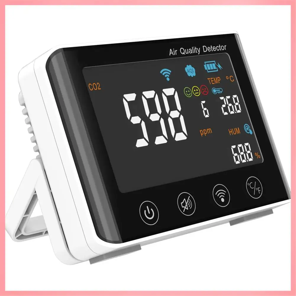 

Y23A-Wifi 4-In-1 Air Detector CO2 Temperature Humidity AQI For Home Office Grow Tent Wine Cellar Garage