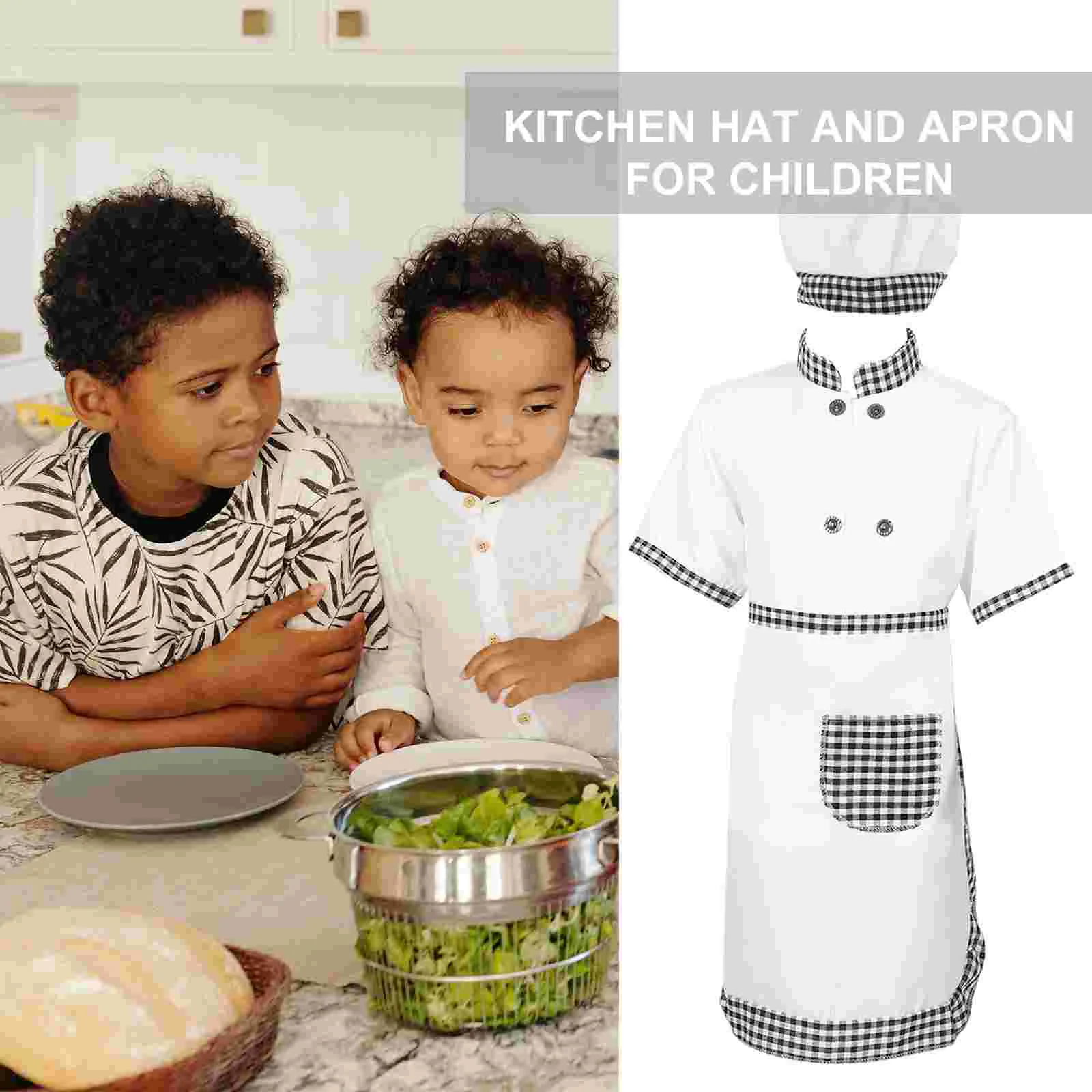 

Chef Role Play Costume Toddler Apron and Hat Outfit Baby Boy Kids Cooking Aprons