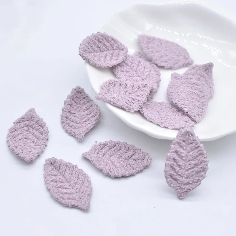 100 Stuks 18*27mm Wollen Blad Gewatteerde Bloem Applicaties voor kinderen Ambachten Hoofddeksels Accessoires DIY Haarspeldjes Earing decoratie