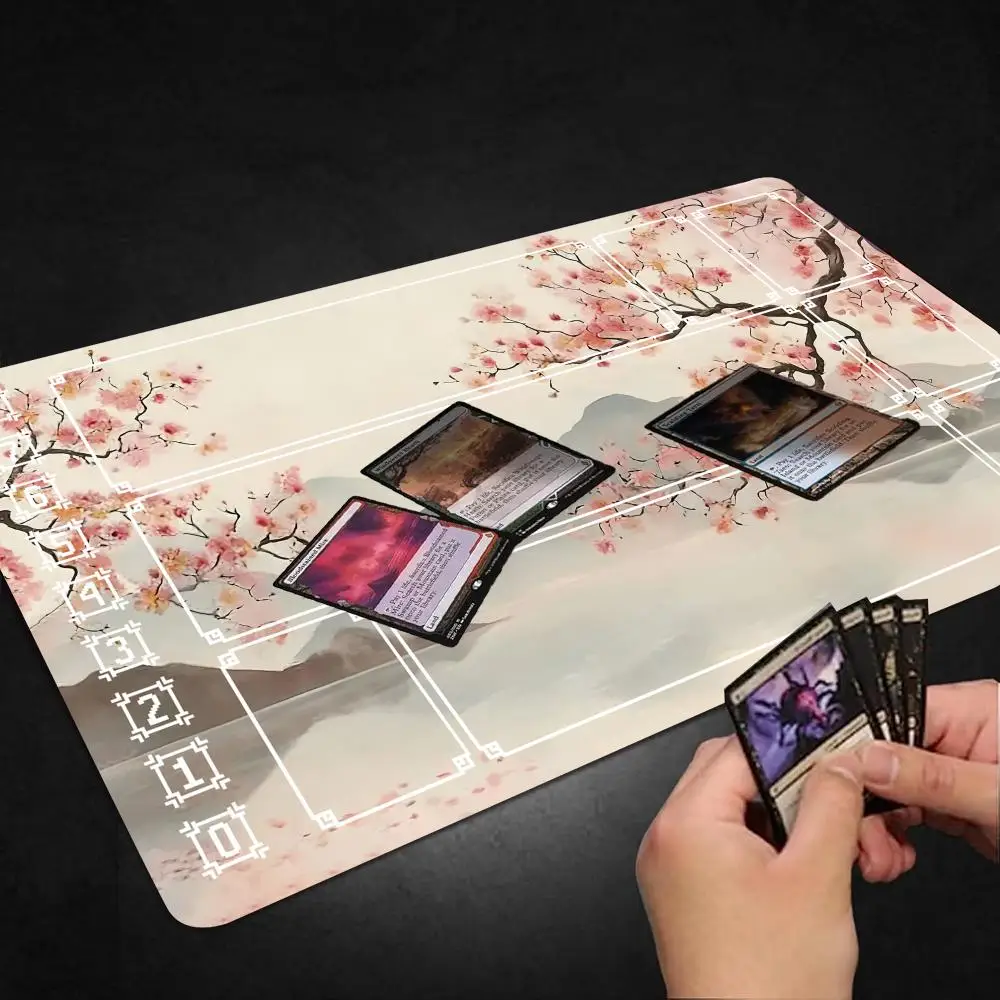 Magic playmat for TCG MTG LOL Balatro player Rubber mouse pad collectible card game pads With zones Duel deskmat Pink Cherry