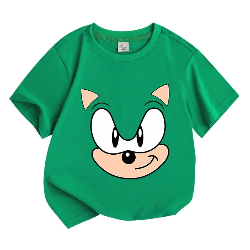 Hedgehog Sonic Boys T-Shirt Bundle Tails Knuckles Kids Clothes Summer Short Sleeved Shirt Cartoon Anime Children's Clothing