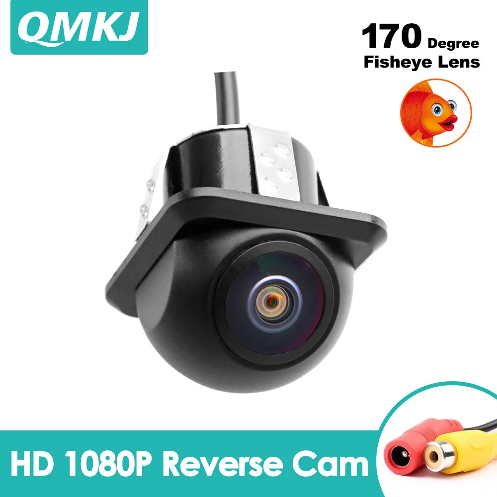 QMKJ Car Reverse Parking Camera Night Vision Car Rearview Camera 170 Degree Punch Drill Car Rear View Backup Camera Accessories