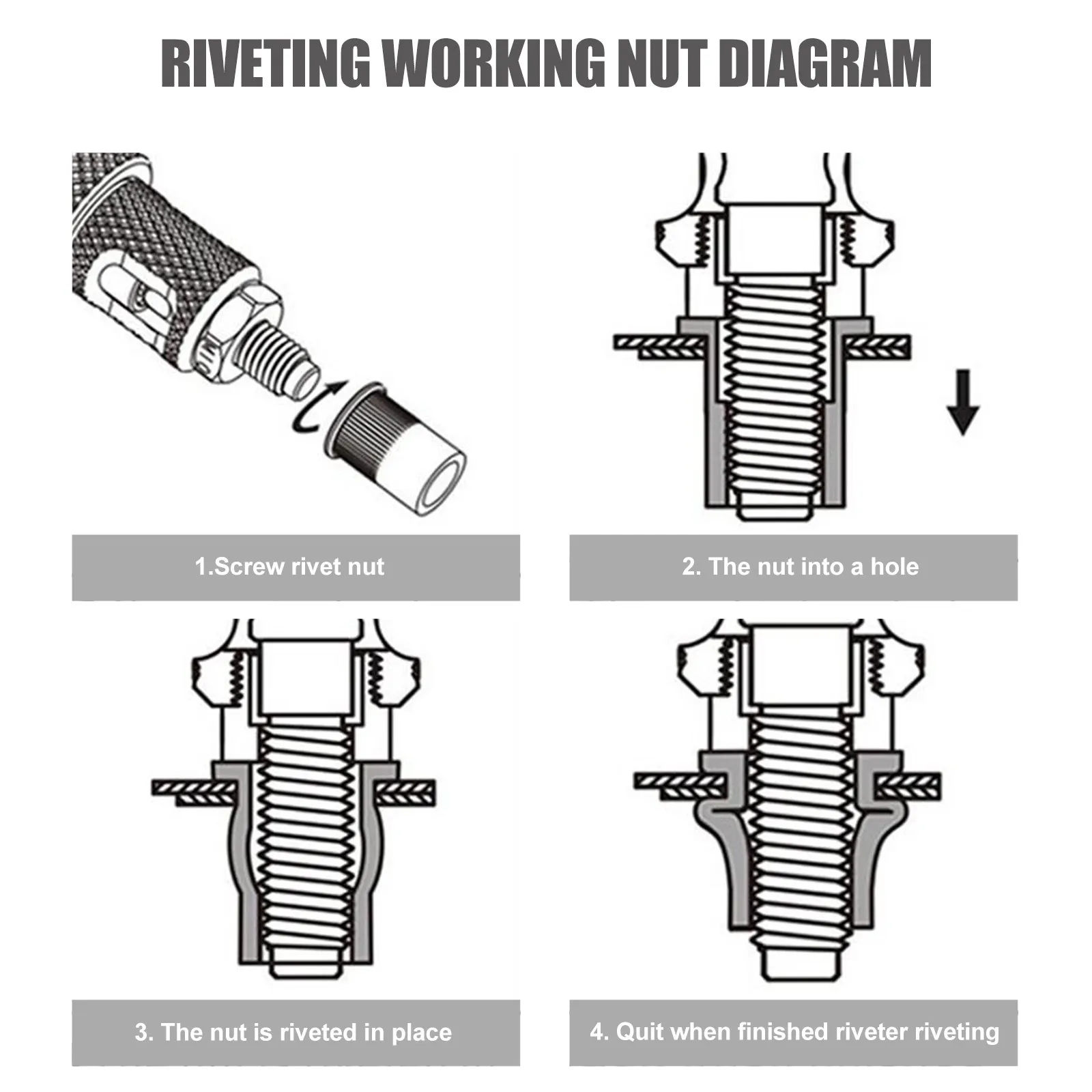 Rivet Nut Heavy Duty Steel Professional Rivet Mandrel Nose Piece Spare Part for Car Assembly Riveter Tip Replacement Riveter Tip