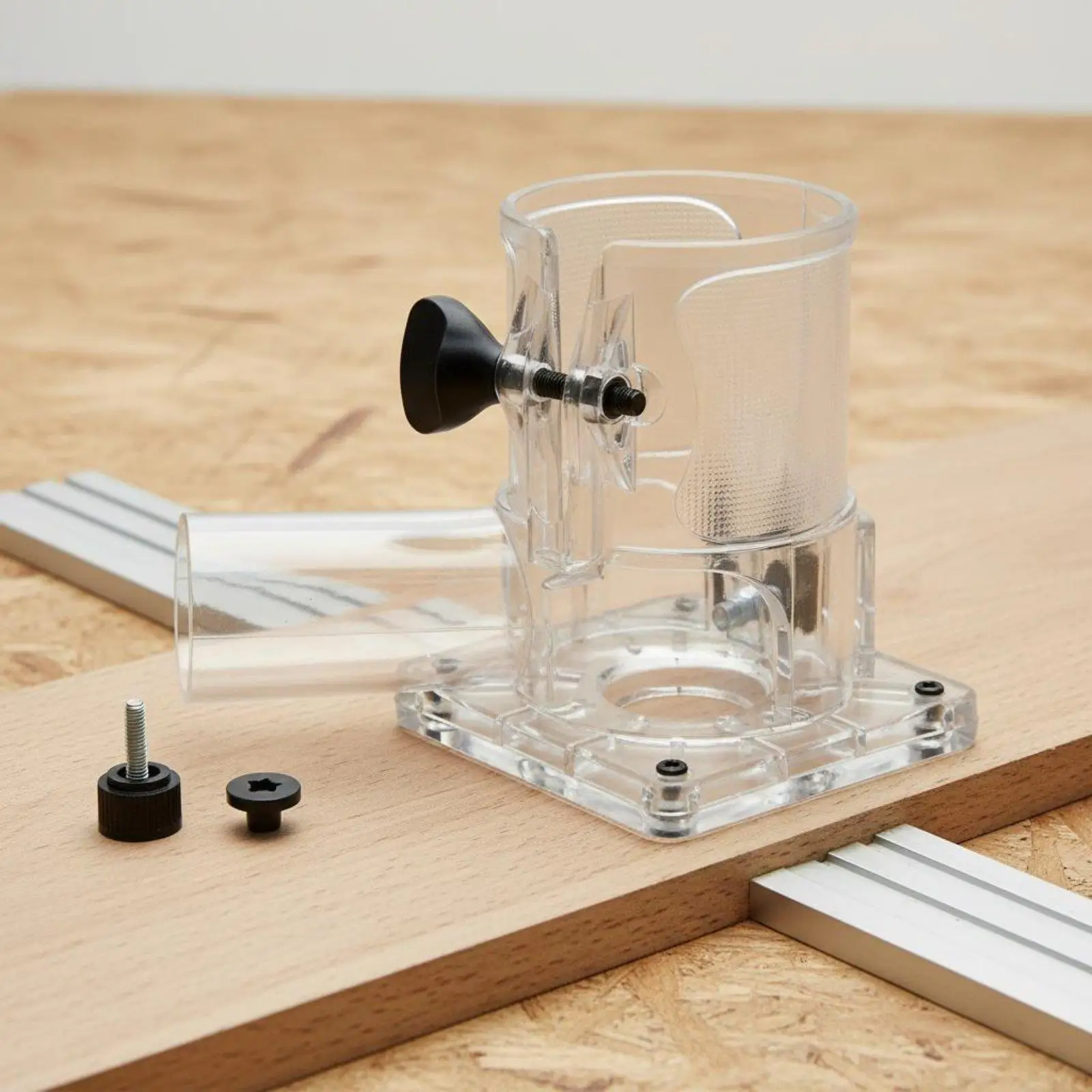 Aluminum Router Cover Efficient Suction Port Trimmer Attachment Dust Guard for Router Bits for Woodworking