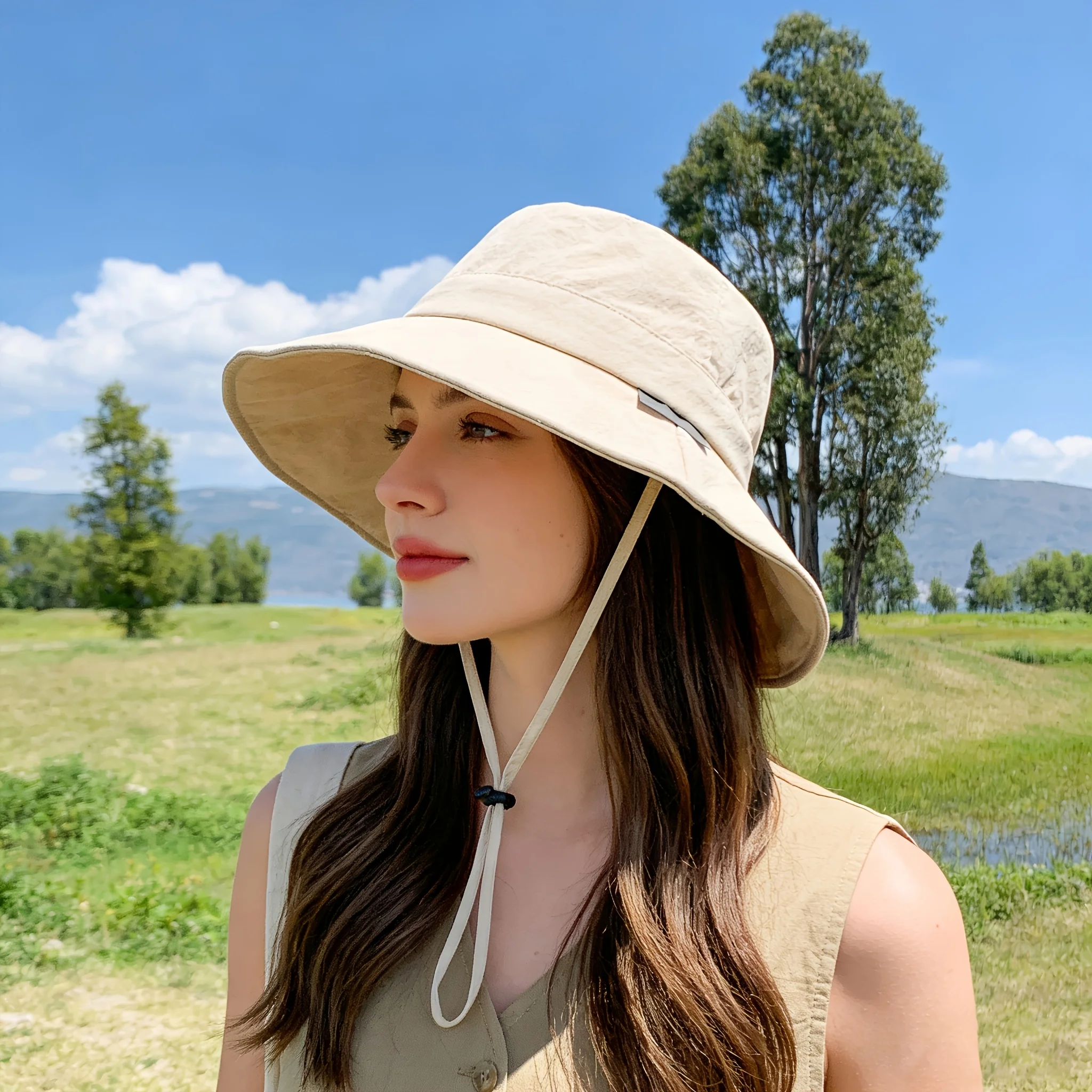 Summer Fisherman Cap for Women Large-Brimmed Bucket Hat Outd