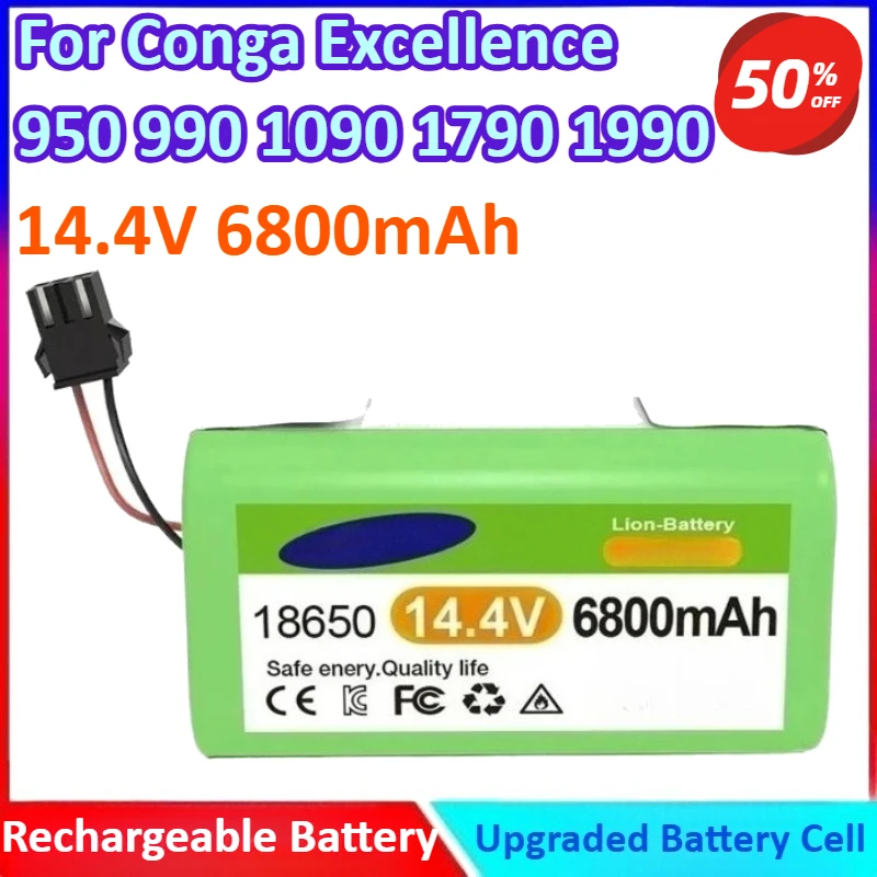 

14.4V 6800mAh 4S1P New Vacuum Cleaner General-purpose Li-ion Battery for Conga Excellence 950 990 1090 1790 1990