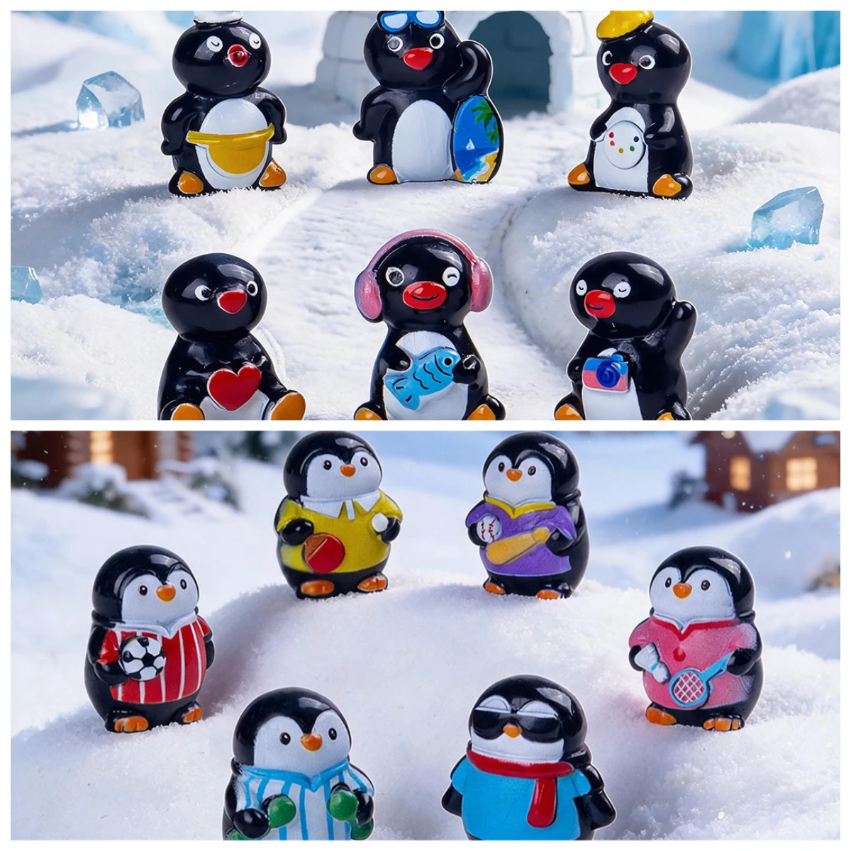 100pcs Kawaii Cartoon Penguin Doll 3D Resin Animal Mini Desktop Ornament DIY Keychain Jewelry Pendant Dollhouse Decor