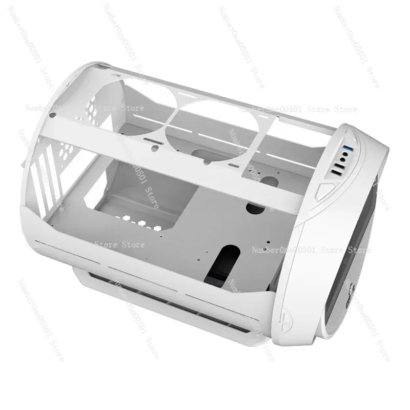 Mini ITX Gaming Case Round Shape Desktop PC Case with Tempered Glass Side Panel Small Form Factor Computer Case for Gaming Setup