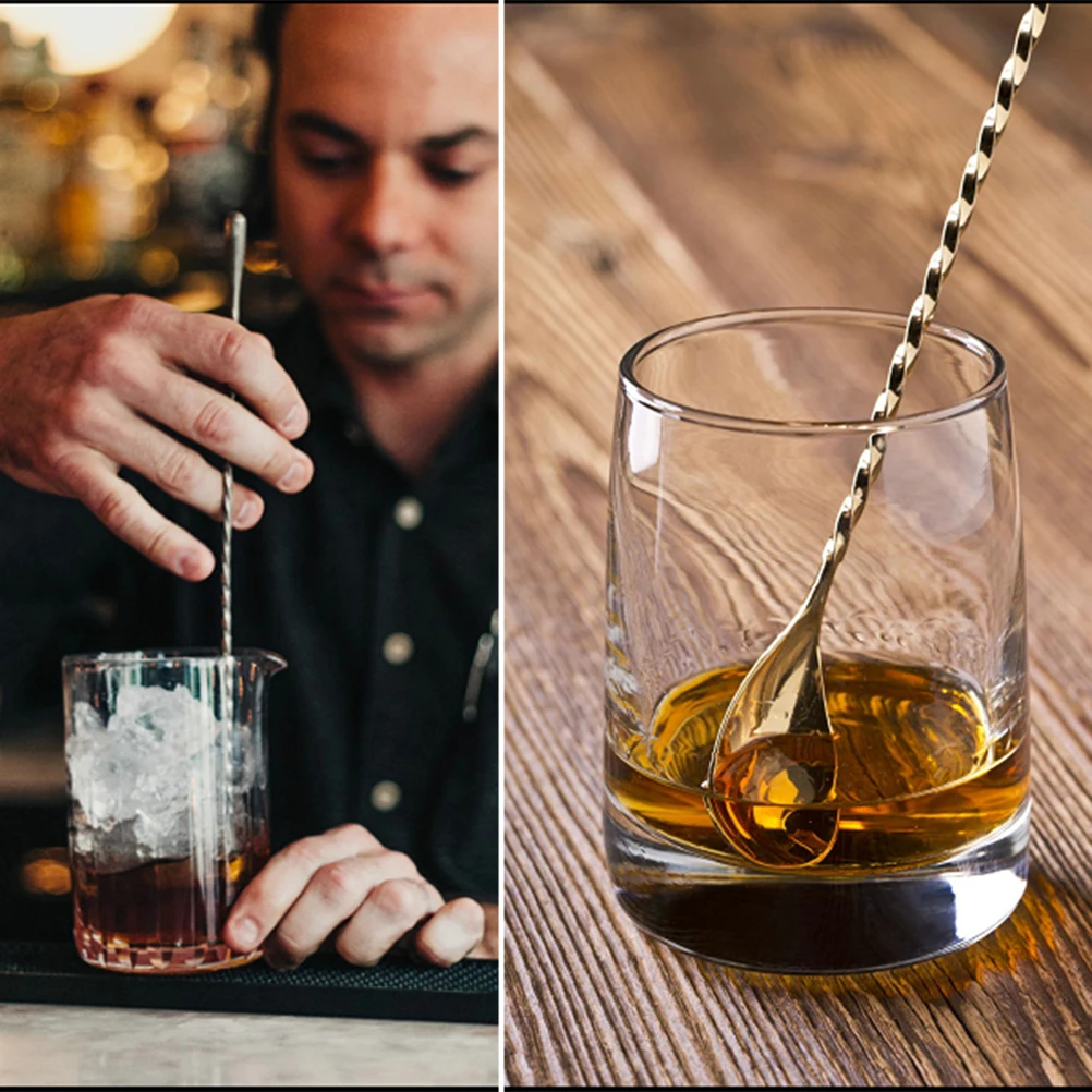 

3Pcs Stainless Steel Cocktail Mixing Spoon 40cm Spiral Bar Long Handle Anti-Rust Heat Resistant for Bar Home Kitchen