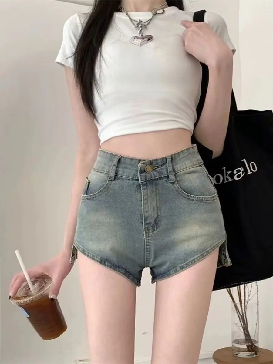 2024 Classic Denim Shorts Women Summer Blue High Waisted Shorts Casual Wide Leg Pants Stright Jeans Womens Shorts