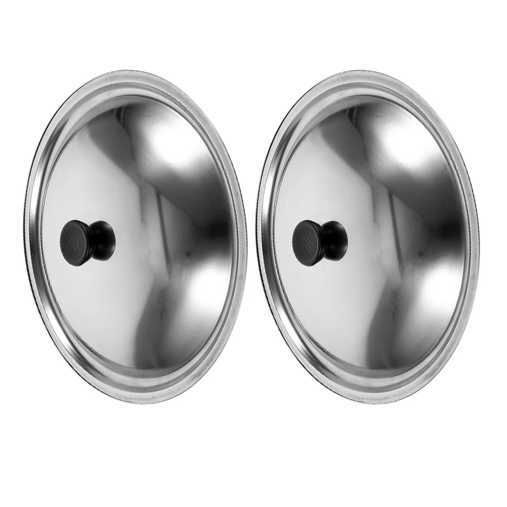 

2 Pcs Small Anti-spill Lid Stainless Steel Cooking Replacement Handle for Fry Pan